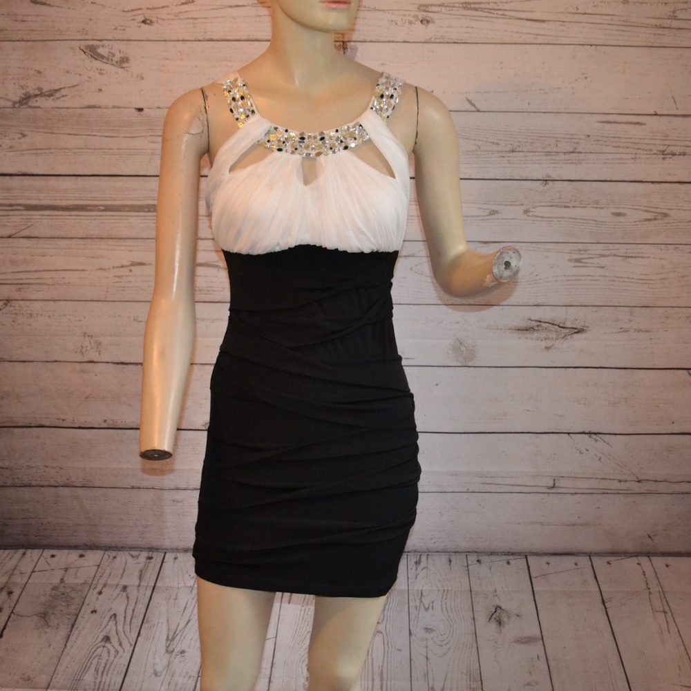 City Studio Black White Cocktail Prom Dress Size S